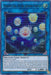 A Yu-Gi-Oh! Hieratic Seal of the Heavenly Spheres [GFTP-EN053] Ultra Rare trading card. The card has a blue border, indicating it is a Link/Effect Monster with a LINK-2 rating in the bottom-right corner. The artwork shows celestial orbs and a dragon in the center, part of the Ghosts from the Past set.