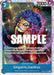A Bandai Emporio.Ivankov [Paramount War] character card featuring Emporio Ivankov from the "One Piece" series. Ivankov, with blue curly hair and bold makeup, wears a colorful outfit. The card details its in-game abilities, boasts a power rating of 7000, and has "SAMPLE" prominently displayed across the front.