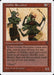 The Magic: The Gathering card "Goblin Recruiter [Anthologies]" depicts two goblins—a bow-and-arrow wielding figure and another in green clothing animatedly gesturing. As a Creature Goblin, it lets you search your library for Goblin cards and boasts a power/toughness of 1/1.