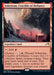 A Magic: The Gathering card titled Sokenzan, Crucible of Defiance [Kamigawa: Neon Dynasty]. This Rare Legendary Land, with red card coloring, depicts a fiery mountainous landscape dotted with buildings. It generates red mana and has a "Channel" ability to create Spirit creature tokens.