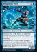 A "Magic: The Gathering" card titled "Prosperous Thief [Kamigawa: Neon Dynasty]." It depicts a blue-themed Human Ninja from Kamigawa: Neon Dynasty, mid-action, leaping with a weapon. The card details its abilities: Ninjutsu, create a Treasure token with damage, and stats (3/2). Set number 073/302. Artwork by Falarka Setelagam.