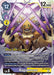 A rare Digimon card from the X Record Pre-Release Promos, Raguelmon [BT9-080], is a Level 6 Digimon with 12,000 DP and a play cost of 12. The card features special effects upon being played, such as evolving other Digimon through DNA digivolve. The artwork showcases Raguelmon with four purple and yellow swords crossed in front of it, with its abilities detailed over the image.