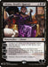 Liliana, Death's Majesty [Mystery Booster] is a Legendary Planeswalker card in "Magic: The Gathering." It depicts Liliana in purple and black robes, seated on a throne with two zombie attendants. The card boasts loyalty counters and abilities such as creating zombie tokens, graveyard manipulation, and destroying non-zombie creatures.