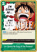 A green-bordered I'm Gonna Be King of the Pirates!! [One Piece Promotion Cards] featuring a wide-eyed character in a straw hat and red shirt, shouting "I'M GONNA BE...KING OF THE PIRATES!!". The card includes text: Main - Your Leader gains +1000 power for each of your Characters during this turn. Trigger - Up to 1 of your Leader or Characters gains +1000 power. This card is produced by Bandai.