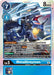 A Digimon card featuring the super rare MetalGreymon [BT10-024] [Xros Encounter]. The card includes a blue and orange detailed illustration of MetalGreymon, a half robot, half dinosaur creature, with sharp claws, wings, and a missile on its chest. The card details its level (Lv.5), type (Ultimate), DigiXros ability, and other game-specific stats.