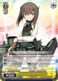 A Taiho-class Armored Aircraft Carrier, Taiho Kai (KC/S42-E002 RR) [KanColle: Arrival! Reinforcement Fleets from Europe!] by Bushiroad featuring an anime-style character with short brown hair, a serious expression, wearing a military outfit, and holding a sword. She stands in front of a KanColle military tank. The card has 9500 attack points and contains text in both English and Japanese at the bottom.
