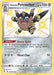 A Pokémon Trading Card from the Sword & Shield series featuring Galarian Perrserker. The **Galarian Perrserker (SV087/SV122) [Sword & Shield: Shining Fates]** card shows a spiky-furred, gray, cat-like creature with a fierce expression, holding a large black sword. With an HP of 120 and the ability "Steely Spirit," it attacks with "Metal Claw" for 70 damage. Illustrated by Ryuta Fuse.