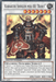 The image shows a Yu-Gi-Oh! trading card named "Karakuri Shogun mdl 00 'Burei' [CT10-EN009] Super Rare". The card features a heavily armored mechanical samurai wielding a large weapon. Details include stars, stats (ATK 2600/DEF 1900), and text describing its abilities and summoning conditions as a Synchro.