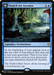 The image displays a Magic: The Gathering card titled "Search for Azcanta // Azcanta, the Sunken Ruin [Secret Lair: From Cute to Brute]," costing 1 blue and 1 generic mana. This rare, legendary enchantment features an illustration of a verdant, misty jungle with a waterfall and ancient ruins. The card text describes an upkeep ability and a transformation trigger.