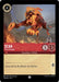 A Disney product, "Scar - Fiery Usurper (122/204) [The First Chapter]," depicts the menacing lion with flames enveloping his body against a barren, scorched landscape. The card details include 4 cost, 5 attack, 3 defense, and the text "Consumed by the flames of ambition." Artist: Amber Kammavongsa.