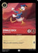 A Donald Duck trading card with a medieval-style design, dubbed "Donald Duck - Boisterous Fowl (108/204) [The First Chapter]." Donald, in his iconic sailor outfit, raises a clenched fist mid-stride. The uncommon card features stats: cost of 2 ink drops, attack of 2, and defense of 3. It includes the text "Who you callin’ boisterous, buster?" and details at Disney.