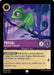 A trading card labeled "Pascal - Rapunzel's Companion (53/204) [The First Chapter]" features a green chameleon on a purple tree branch. The card has a cost of 1, power of 1, and toughness of 1. The text describes its "Camouflage" ability, giving it Evasive when another character is in play. The card is part of the Disney brand.