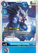 The image is a Digimon trading card titled WereGarurumon (X Antibody) [BT9-028] [X Record Pre-Release Promos]. It showcases a powerful blue werewolf with white fur and armor-like segments, encircled by blue energy swirls. The card text elaborates on its evolutionary paths and special abilities, prominently displaying "Pre-Release Promos" in the center.