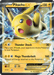 A Pokémon trading card featuring Pikachu EX (XY174) [XY: Black Star Promos] with 130 HP from the XY: Black Star Promos series. This promo card showcases Pikachu mid-leap, surrounded by sparking lightning. Moves include "Thunder Shock" (30 damage) and "Mega Thunderbolt" (160 damage). Weakness to Fighting types, resistance to Metal types.
