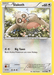 This Pokémon card from the XY: Furious Fists set features Slakoth, a tan sloth-like creature with a white face, brown mask-like markings, and a red nose. Lying on its back among flowers, it showcases the move "Big Yawn," making both active Pokémon fall asleep. The card is numbered 81/111 and illustrated by Midori Harada.