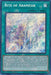 Image of a Yu-Gi-Oh! Spell Card named "Rite of Aramesir [BLMR-EN093] Secret Rare." The Secret Rare card from the Battles of Legend: Monstrous Revenge series depicts a magical scene with a fairy holding a staff surrounded by sparkling light effects. The teal-bordered card text describes summoning tokens and placing "Fateful Adventure" in the Spell & Trap Zone.
