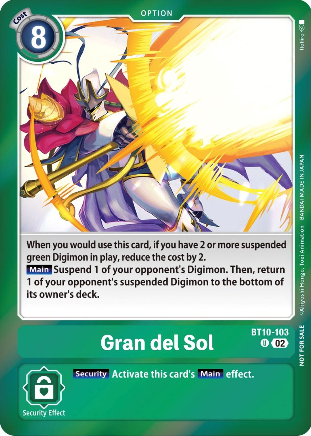 The image displays a Digimon trading card titled 