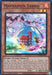 A "Mannadium Torrid [DUNE-EN011] Super Rare" Yu-Gi-Oh! card with red borders displays a holographic fairy-like creature inside a shimmering bubble. The tranquil background features pink blossoms and a traditional Japanese-style house near water. This Tuner Effect Monster includes trait descriptions and stats (0 ATK/1500 DEF) from the Duelist Nexus series.