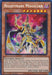 An image of a "Yu-Gi-Oh!" trading card titled Nightmare Magician [DUNE-EN025] Secret Rare. It features a highly stylized figure in intricate, colorful armor, wielding a staff. The card has specific stats: 2500 ATK and 2000 DEF. The background displays a vivid, holographic pattern. Text details the Duelist Nexus-themed effects.