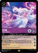 The trading card, titled "Elsa - Spirit of Winter (42/204) [The First Chapter]," features Elsa from Disney's Frozen. The card's border is black with a purple diamond accent. Elsa, depicted with flowing white hair and a light blue dress, is surrounded by magical, icy swirls. The text describes her abilities and statistics, with the main ability named "Deep Freeze.