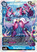 A Digimon card titled "Amphimon [RB1-016] [Resurgence Booster]" shows a powerful, cyborg-like creature with a humanoid form in pink armor and multicolored energy emanating from its hands. Featured in the Resurgence Booster set, this Super Rare card details include a play cost of 12, level 6, 12,000 DP, and specific abilities for digivolving and attacking.