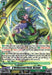 A card from the Vanguard trading card game titled "A Viridescent Flash, Rorowa (D-BT11/014EN) [Clash of Heroes]" by Bushiroad hailing from the Stoicheia nation. This Triple Rare features an elf-like character encircled by lush greenery, boasting Grade 3, 13000 power, and critical 1 stats. The card includes set information and flavor text.