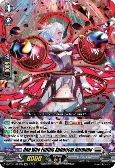 A trading card featuring an anime-style character with pale skin, short white hair, and wearing a futuristic red and black outfit. The Double Rare Cyber Fairy is surrounded by mechanical elements and energy orbs. The card includes text and stats, the title 