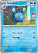 A Pokémon trading card for Poliwhirl (061/165) [Scarlet & Violet: 151], an uncommon blue, amphibian-like creature with a spiral pattern on its belly. It has 90 HP and uses the attacks "Wave Splash" and "Frog Hop." The background features colorful flowers and a fence. The card is from Pokémon, illustrated by Kurata So.