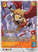 A UniVersus trading card titled "Feather Storm [Jet Burn]" showcases a winged superhero in mid-flight, donning goggles and a yellow outfit with red feathered wings. The card features stats: 5 energy, 4 attack, 6 defense, and 3 speed. Special abilities include "Enhance" and the powerful weapon-type "Ranged - Weapon.