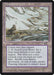 A Magic: The Gathering product from the Alliances set, "Thawing Glaciers [Alliances]" is a Rare Land. It features an illustration of two figures standing before a melting glacier with flowing water. The rules text describes how to search for a basic land and return Thawing Glaciers [Alliances] to the owner's hand.