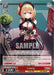 A Leipzig (AZL/S102-TE66R RRR) [Azur Lane] trading card from Bushiroad features an anime-style girl with long blonde hair tied in side pigtails. She wears a red and black gothic outfit with a ribbon and choker. The background shows a shop with a sign reading "Kaffee." Text on the card reads "Leipzig" from KAN-SEN: Azur Lane, containing stats and abilities.