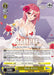 A Super Rare collectible card from "Azur Lane" featuring the Royal Navy's KAN-SEN, "Black Prince." She has pink hair, wears a white bikini, and holds a red rose. The background is adorned with roses and petals. The card includes various stats and text in both English and Japanese. This is the Black Prince (AZL/S102-E028S SR) [Azur Lane] by Bushiroad.