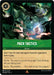 A Rare card titled "Pack Tactics (100/204) [Rise of the Floodborn]" from the game Disney Lorcana: Rise of the Floodborn. It features a jaguar set amidst a lush jungle. The card costs 4, with action text: "Gain 1 lore for each damaged character opponents have in play," and a dialogue between Pacha and Kuzco at the bottom. Release Date: 2023-11-