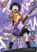 A character card depicts Kyoka Jiro from "My Hero Academia" holding a purple electric guitar. She has short purple hair, wears an orange shirt with a white letter "B," and a black skirt. The extra rare card, Kyoka Jiro (73/153) (XR) [Jet Burn] from UniVersus, has stats: 6 health, 0 damage, 7 speed, 19 power, and 6 shield. Text describes her abilities.