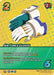 Image of a trading card called "Air Force Gloves (XR) [Jet Burn]," an extra rare asset featuring futuristic gloves with armor plating over the knuckles and fingers. The card has stats like a 2 difficulty, 2+ block modifier, and a 6 control value. Effects, including stun abilities, are listed below. Set info is in the bottom right corner. Brand: UniVersus