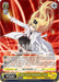 A trading card featuring an anime-style character with long blonde hair wearing a white coat and gray outfit against a red and yellow background. The character is casting a spell. Visible text includes "The Last Vampire, Yue," numbers "3" and "2," abilities, and the Arifureta: From Commonplace to World's Strongest logo. The Character Card has 9500 power and is marked as **The Last Vampire, Yue (ARI/S103-TE07R RRR) [Arifureta: From Commonplace to World's Strongest]** by **Bushiroad**.

