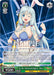 A trading card featuring an anime character named "To Be Acknowledged, Shea" from the "Arifureta: From Commonplace to World's Strongest" series. This super rare character card, To Be Acknowledged, Shea (ARI/S103-E026S SR) [Arifureta: From Commonplace to World's Strongest], from Bushiroad showcases Shea with long, light blue hair and a matching outfit with a ribbon. The card includes various stats and special abilities, complemented by vibrant graphic design and text.