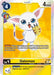 A Digimon promotional card for **Gatomon [P-120] (Tamer Party Pack -The Beginning- Ver. 2.0) [Promotional Cards]**. This promo features a white cat-like Digimon with large blue eyes, purple-tipped ears and tail, and yellow and purple gloves. It's a Level 4 with 4000 DP and a play cost of 4. The inherited effect reduces opponent's Security Digimon DP by 2000.