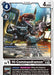 A Digimon card featuring Hi-Commandramon [BT14-060] [Blast Ace Pre-Release Cards], a cyborg/virus type with 4000 DP and part of the D-Brigade. The card is labeled as a pre-release version. Hi-Commandramon is depicted as a mechanical dinosaur equipped with multiple weapons. The card details its level, cost, and special effects for gameplay strategy.