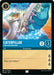 A trading card from Disney's "Rise of the Floodborn" series depicts a blue caterpillar playing a flute-like instrument, producing musical notes. Titled "Caterpillar - Calm and Collected (141/204) [Rise of the Floodborn]," it has stats of "1" attack and "3" defense. The bottom reads, "Keep your tempo." Marked 141/204 - EN - 2 and classified