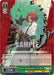 A fantasy-themed Double Rare card from the trading card game Guilty Gear: Strive features a woman with short red hair named Giovanna, wielding an ethereal green wolf spirit. The card is titled "Giovanna: Special Operations Unit Officer (GGST/SX06-028 RR) [Guilty Gear -Strive-]" and displays stats, abilities, and its level in the game. This product is a part of the Bushiroad lineup.