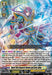 A fantasy-themed trading card, "Sword That Connects Heaven and Earth, Alden (D-BT13/011EN) [Flight of Chakrabarthi]," featuring an armored character with magenta hair wielding a lightning-like sword. Clad in blue and gold ornate armor, this Triple Rare card from Bushiroad includes numerous icons, stats, game rules text and the Persona Ride feature.