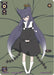 A character with long purple hair and cat-like ears, wearing a black dress with white cuffs and a collar, and white boots, stands on a green background. The text "Myu" is above her, “PR LRIG 0 LIMIT” is on the top left with "Myu" below, and "Grow 0" is displayed in the bottom left. This product is known as Myu (Box Topper) (WXDi-P233[EN]) [Promo Cards] by TOMY.