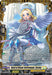 A Bushiroad Cardfight!! Vanguard trading card titled "Bard of Brave Instrument, Corino (FR) (D-BT13/FR28EN) [Flight of Chakrabarthi]" from the Keter Sanctuary series. It features a blonde woman in a white and blue outfit, playing a French horn. The Frame Rare card is Grade 1 with 8000 power and 5000 shield. Detailed game instructions are written below the image.
