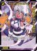 An anime-style promo card depicts Paimon, Doomed Evil (October 2023) (Winner) (WXDi-P223P[EN]) [Promo Cards] from TOMY, a character with white hair, horns, and an open-mouthed, excited expression. Clawed hands hold a staff. The card features vibrant colors, with a background text reading “CONGRATULATIONS!!" and game mechanics detailing the SIGNI character's abilities.