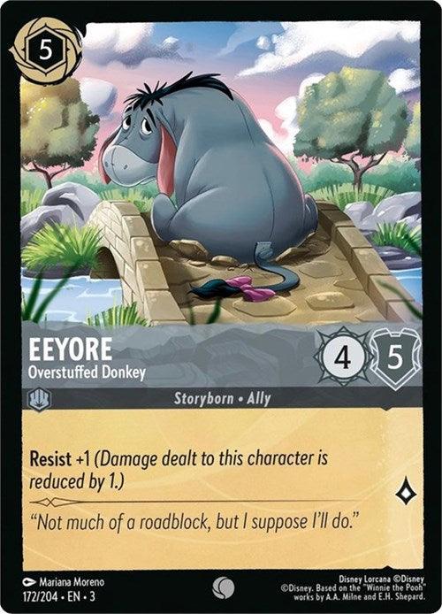 This is a trading card featuring Eeyore from Disney. The card title reads 