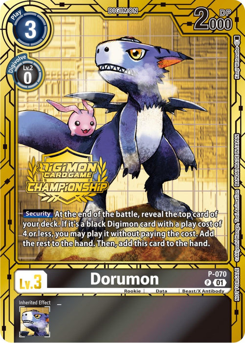 Dorumon [P-070] (Championship 2023 Gold Card Set) [Promotional Cards]