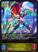 A "Shadowverse" trading card titled **Valiant Fencer (BP03-019EN) [Flame of Laevateinn]** from the Swordcraft class depicts a futuristic armored warrior holding two energy blades, standing in a dynamic battle stance with neon trails. The card has attributes including a cost of 3, an attack power of 2, and health of 2. Special abilities are described on the card. This product is part of the **Bushiroad** collection.