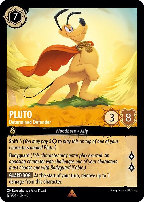 A Disney Lorcana trading card featuring Pluto, titled 