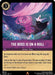 A Disney Lorcana card titled "The Boss is on a Roll (63/204) [Into the Inklands]" features a purple and teal swirling background with Ursula from "The Little Mermaid" at the top. This rare card's text details its song ability, cost, and effect, allowing you to look at the Top 5 cards of your deck and manipulate their order.